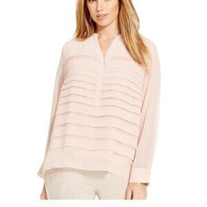 Calvin Klein Pleated Blush Pink Chiffon Blouse 1X